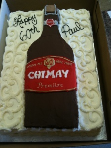 Chimay beer bottle cake design birthday party